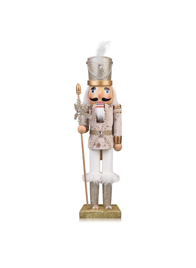ArlinaL Wooden Christmas Soldier Nutcracker Decorations, 15 Inch Nutcracker Figure Christmas Decor for Shelves and Tables (Gold) - Image 1
