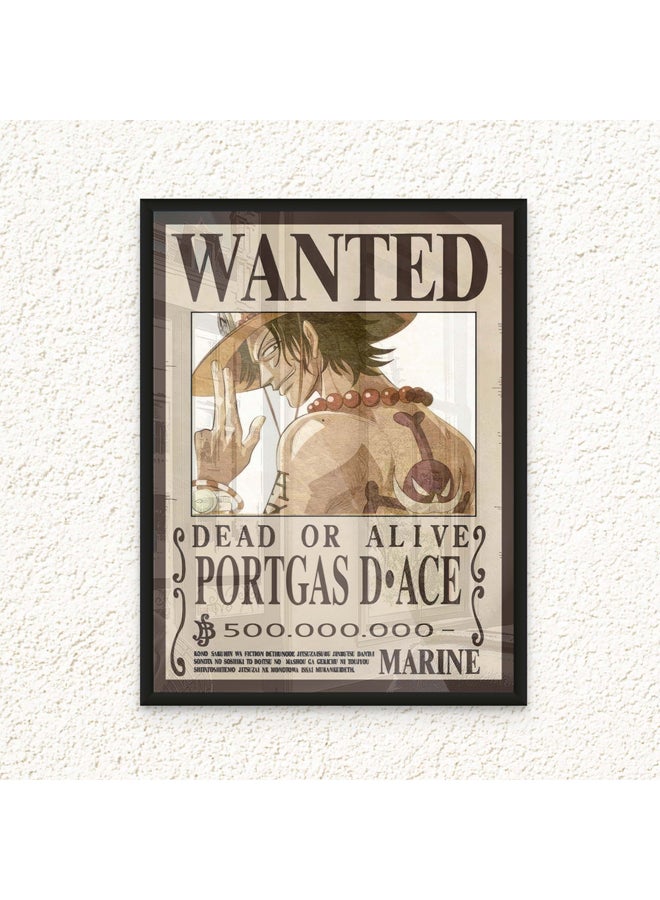 Art Decor Art Decor Framed Fine Art One Piece Wanted Poster Wall Art Portas D Ace Anime Artwork Portrait Print Wall Décor for Bedroom Boys' Room Living Room Gaming Room  - Image 1