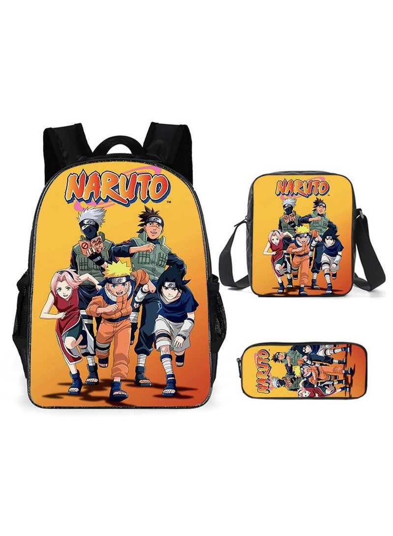Naruto Cartoon Anime Student Backpack Three-Piece Set 29*42*16cm