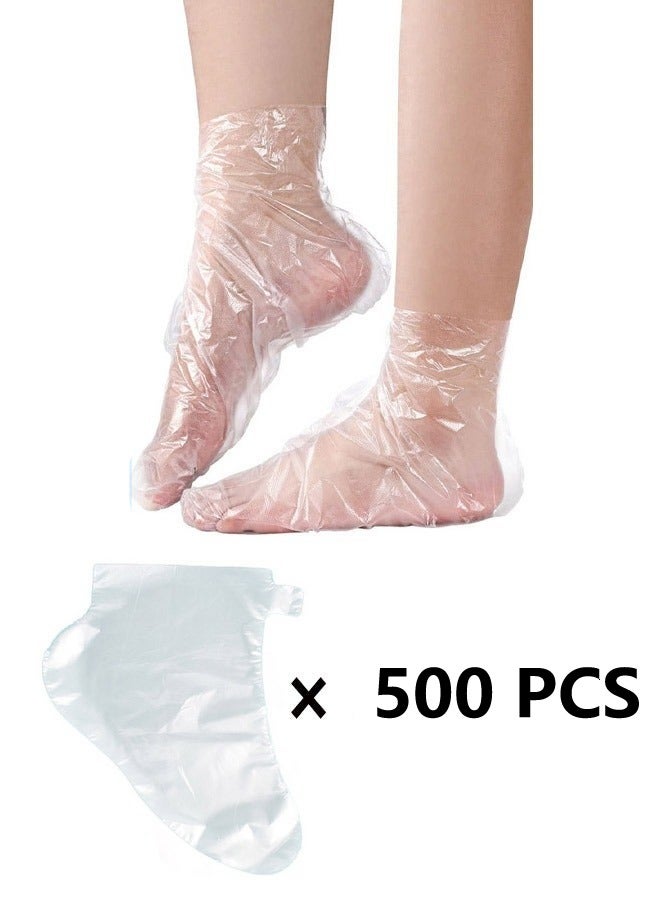 500 Piece Clear Plastic Disposable Booties with Sticker Paraffin Wax Foot Bath Liners Feet Protectors Covers Foot Spa Socks Thermal Therapy Feet Covers Bags - Image 1