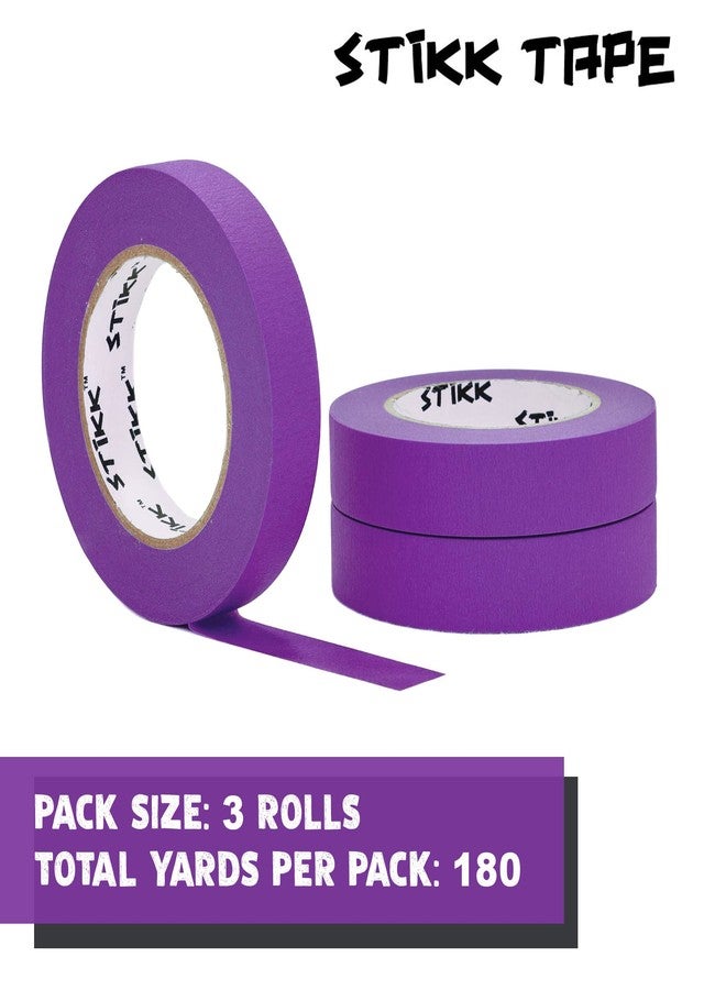 STIKK Painters Tape - 3pk Purple Painter Tape - 1 inch x 60 Yards - Paint Tape for Painting, Edges, Trim, Ceilings - Masking Tape for DIY Paint Projects - Residue-Free Painting Tape - Image 3
