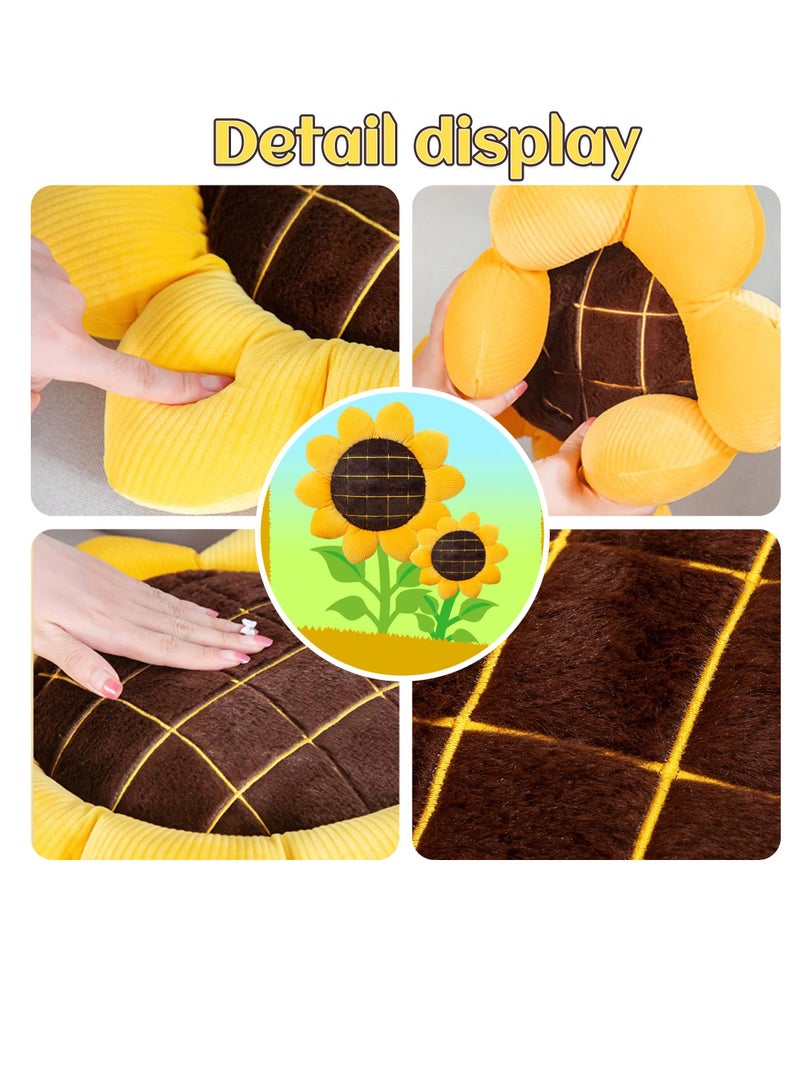 SYOSI Sunflower Flower Plush Pillow, Soft and Comfortable Sunflower Smiley Cushion Colorful Sun Flower Plush for Home Bedroom Shop Restaurant Decor (True Sunflower) - Image 3