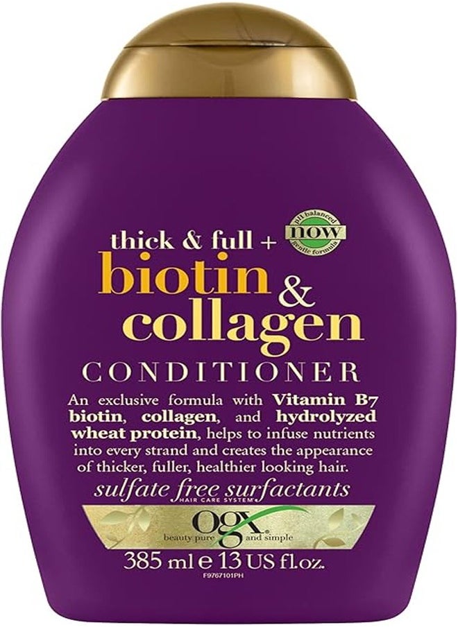 Ogx Conditioner Thick And Full+ Biotin And Collagen New Gentle And PH Balanced Formula Multicolour 385ml  - Image 1