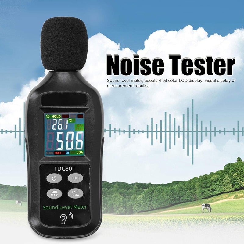 مقياس مستوى الصوت الرقمي، جهاز اختبار الضوضاء، شاشة LCD من PVC، مقياس الديسيبل للمنزل - Image 3