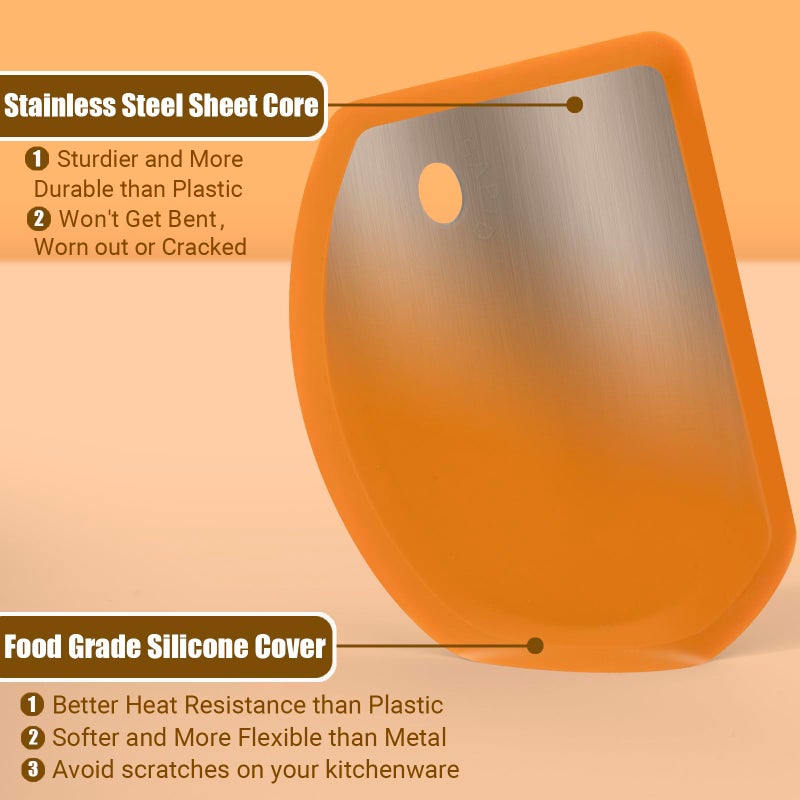 Sapid Flexible Curved Edge Silicone Bowl Scraper(5.98""?4.3"")  Food Grade Dough Scraper for Baking Sourdough Bread  Cake  Bench Scrapers  Multipurpose Kitchen Dish Scrapers  Easy to Clean (1  Orange) - Image 2