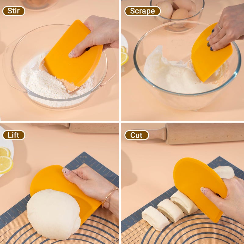 Sapid Flexible Curved Edge Silicone Bowl Scraper(5.98""?4.3"")  Food Grade Dough Scraper for Baking Sourdough Bread  Cake  Bench Scrapers  Multipurpose Kitchen Dish Scrapers  Easy to Clean (1  Orange) - Image 5