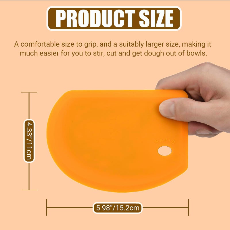 Sapid Flexible Curved Edge Silicone Bowl Scraper(5.98""?4.3"")  Food Grade Dough Scraper for Baking Sourdough Bread  Cake  Bench Scrapers  Multipurpose Kitchen Dish Scrapers  Easy to Clean (1  Orange) - Image 3
