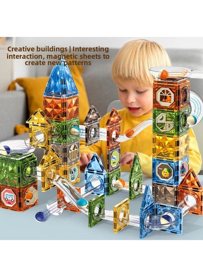 Tig 4D Color Window Magnetic Pieces Stereo Rail Pipe Building Blocks Boys And Girls Children's Educational Assembled Toys Year Gift-Color:Fei Diamond Track Ball Series (lighting Version) 174pcs  - Image 2