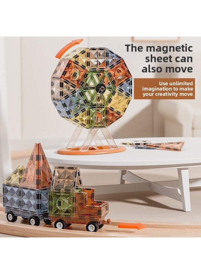 Tig 4D Color Window Magnetic Pieces Stereo Rail Pipe Building Blocks Boys And Girls Children's Educational Assembled Toys Year Gift-Color:Fei Diamond Track Ball Series (lighting Version) 174pcs  - Image 3
