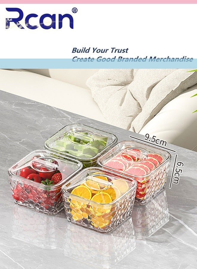 ركان صينية تقديم الوجبات الخفيفة مع غطاء، مجموعة من 6 حاويات تقديم الحلوى والمكسرات الشفافة مع رف معدني، طبق مقبلات بلاستيكي، منظم تخزين المخللات، أوعية عرض الطعام للخضروات والحلوى والفواكه - Image 4