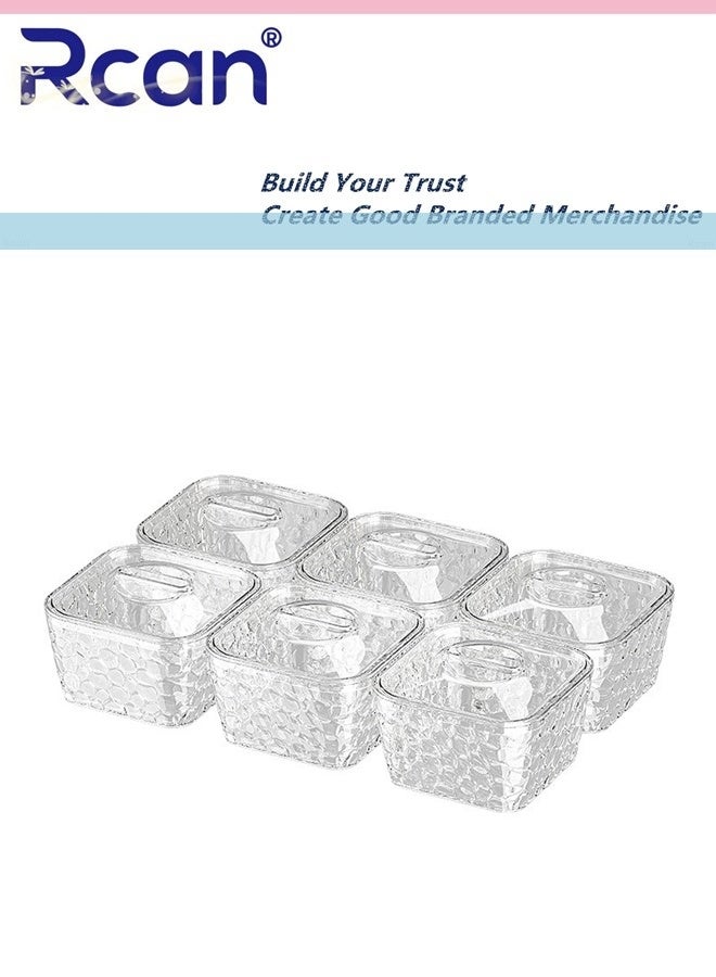 ركان صينية تقديم الوجبات الخفيفة مع غطاء، مجموعة من 6 حاويات تقديم الحلوى والمكسرات الشفافة مع رف معدني، طبق مقبلات بلاستيكي، منظم تخزين المخللات، أوعية عرض الطعام للخضروات والحلوى والفواكه - Image 3