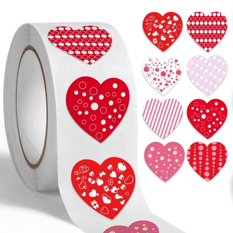 Zeptrix 500Pcs Red Heart Stickers for Kids Roll,1Inch Waterproof Valentine's Day Love Shape Stickers Decorations Wedding,Anniversaries,Craft Scrapbook Invitation Envelopes Boxes Cards Gift Tags Bags Labels - Image 1