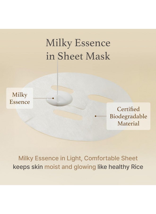 I'M FROM Rice Sheet Mask Pack Of 5, 60% Korean Rice Face Mask, Creamy Hydration For Dry, Combination Skin, Moist, Milky Essence, Biodegradable, Vegan, Hypoallergenic, 20Ml 