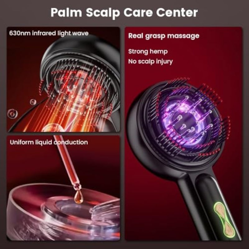 Electric Scalp Massage Comb, 3 in 1 Rechargeable Hair Oil Applicator Portable Waterproof Head Scrubber with Vibration Mode for Home Travel All Hair Types - Image 3