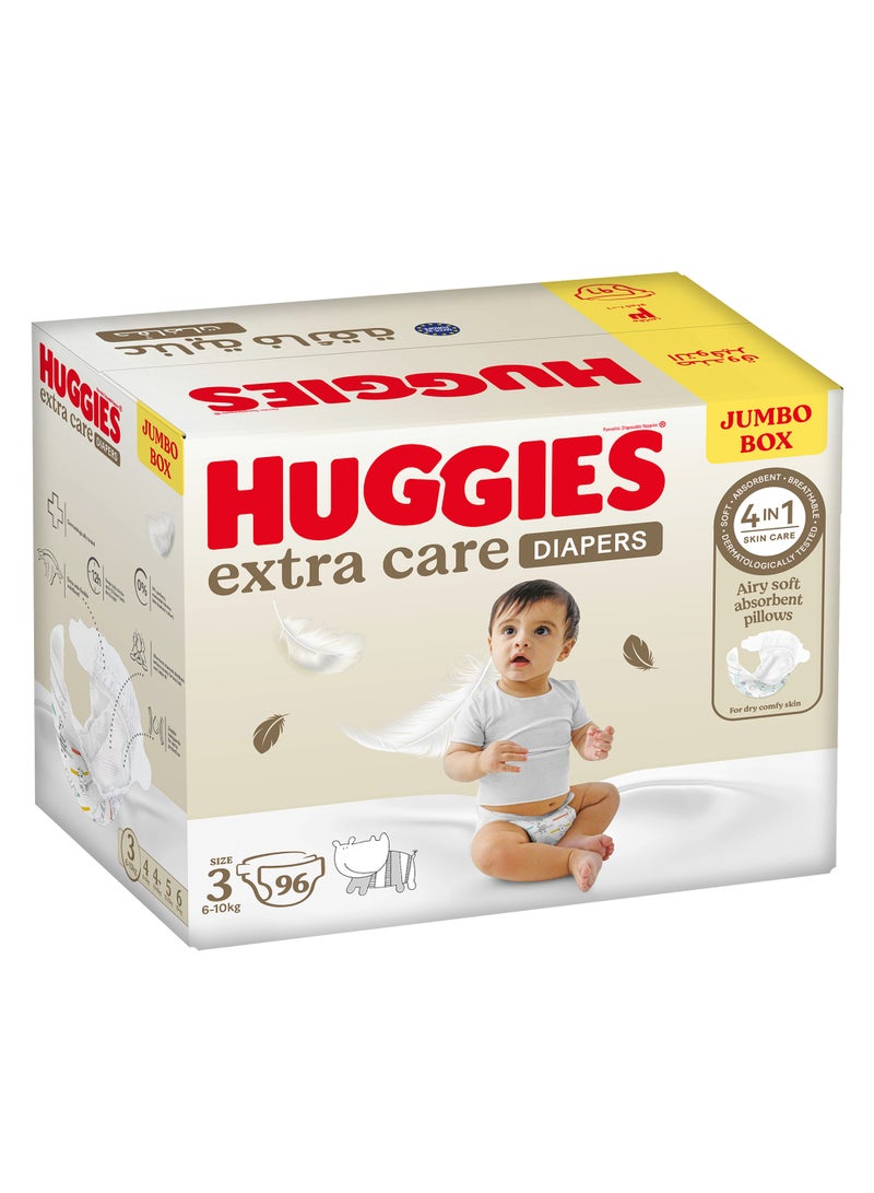 HUGGIES Extra Care Diapers Size 3 (4-9 kg) Jumbo Box 96 Diapers - Image 1