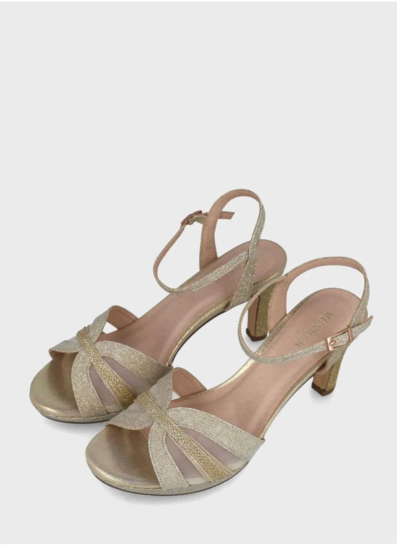 منبور Ankle Strap Mid Heel Sandals