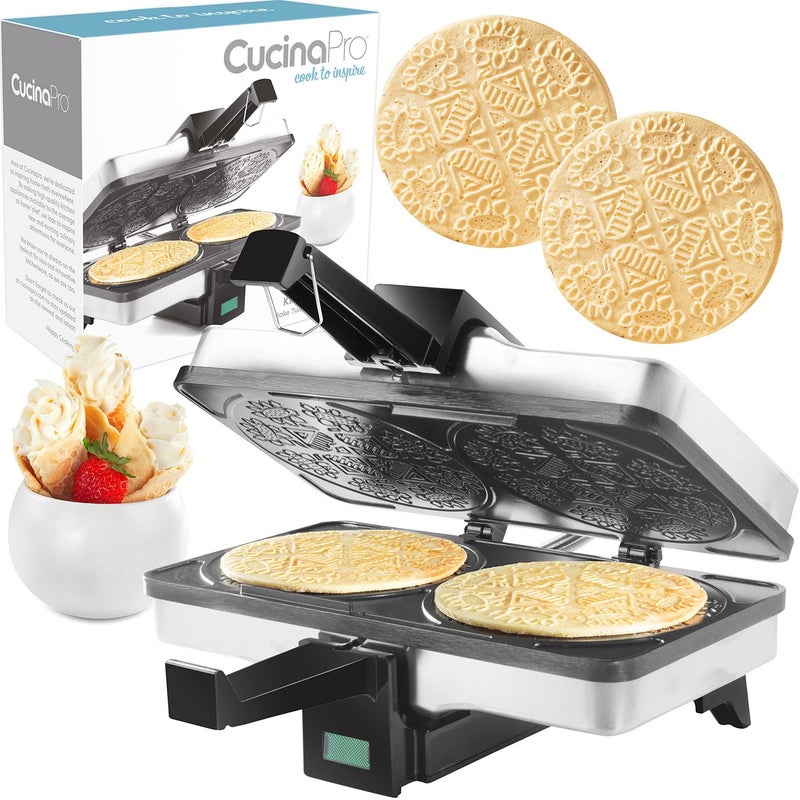 CucinaPro Krumkake Baker By Cucina Pro 100% Non Stick, Makes Two Krumkake Pizzelle-Like Cookies, Great for Cannoli Filling & Cones - Image 1