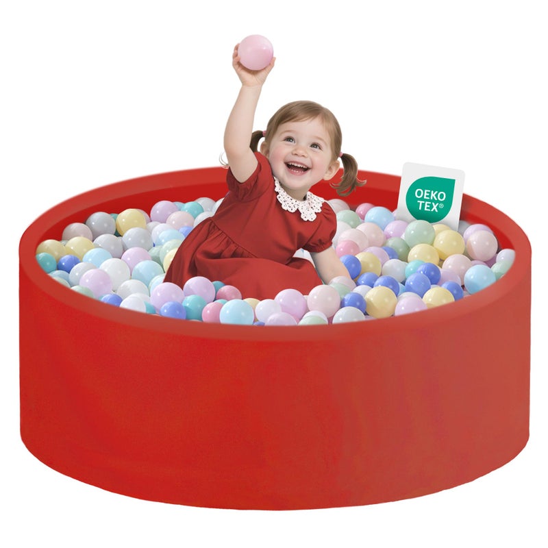 Zedachica Ball Pit for Toddlers 3543x1181 Baby Ball Pits Soft Memory Foam Ball Pits Round Kids Ball Pools Indoor Kids Play Ball Pool Ideal Gift for Girls and Boys Red NO Balls - Image 3