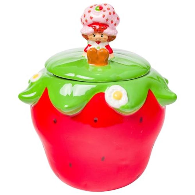 Silver Buffalo Strawberry Shortcake Sitting Small Sculpted Ceramic Snack Jar