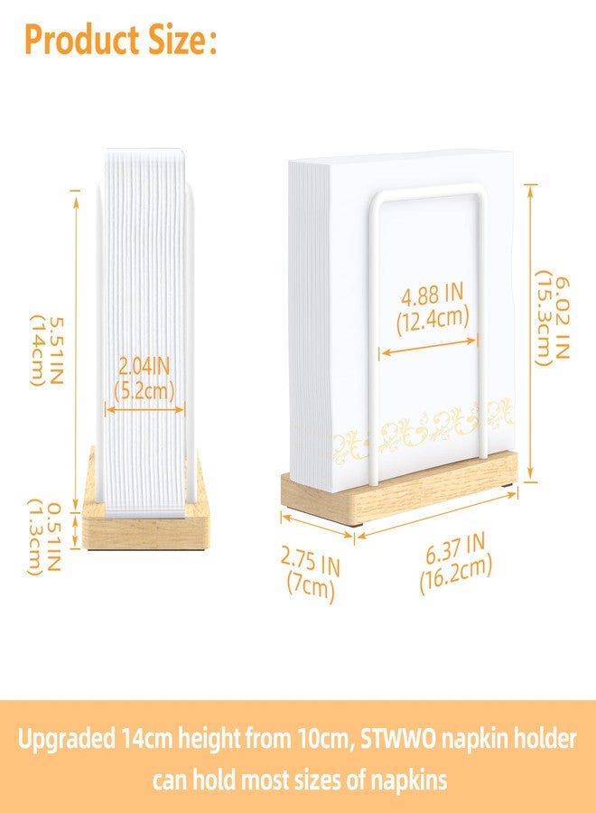 STWWO Napkin Holder for Table, Wood Metal Napkin Holder for Kitchen Dining, Standing Paper Napkin Storage for Table Countertop, White - Image 5