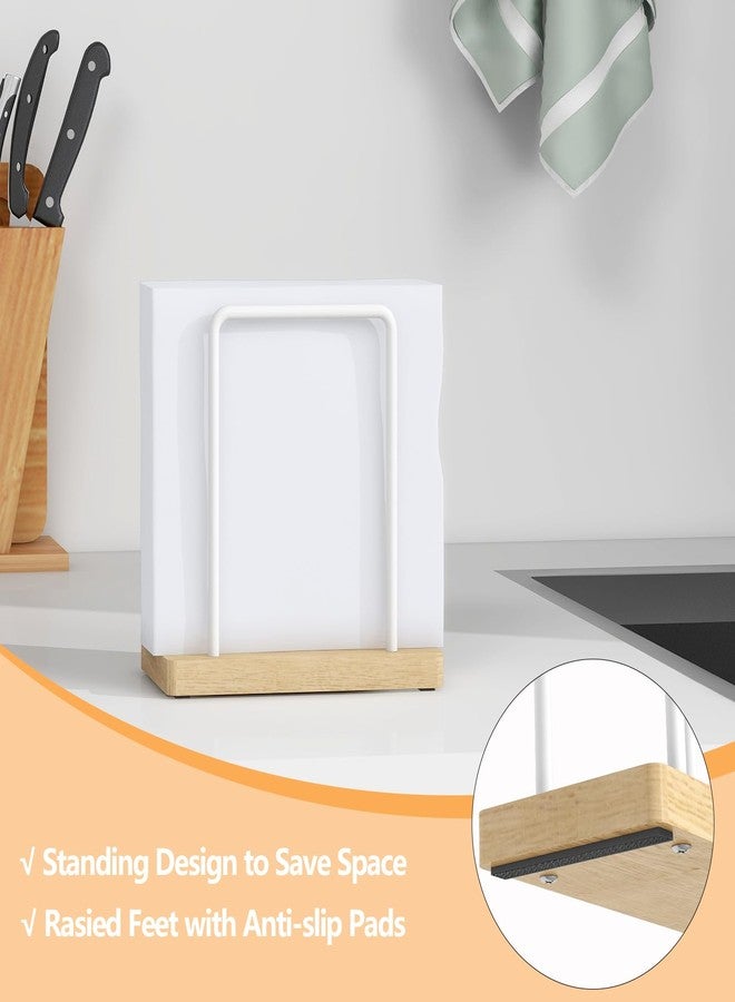 STWWO Napkin Holder for Table, Wood Metal Napkin Holder for Kitchen Dining, Standing Paper Napkin Storage for Table Countertop, White - Image 3