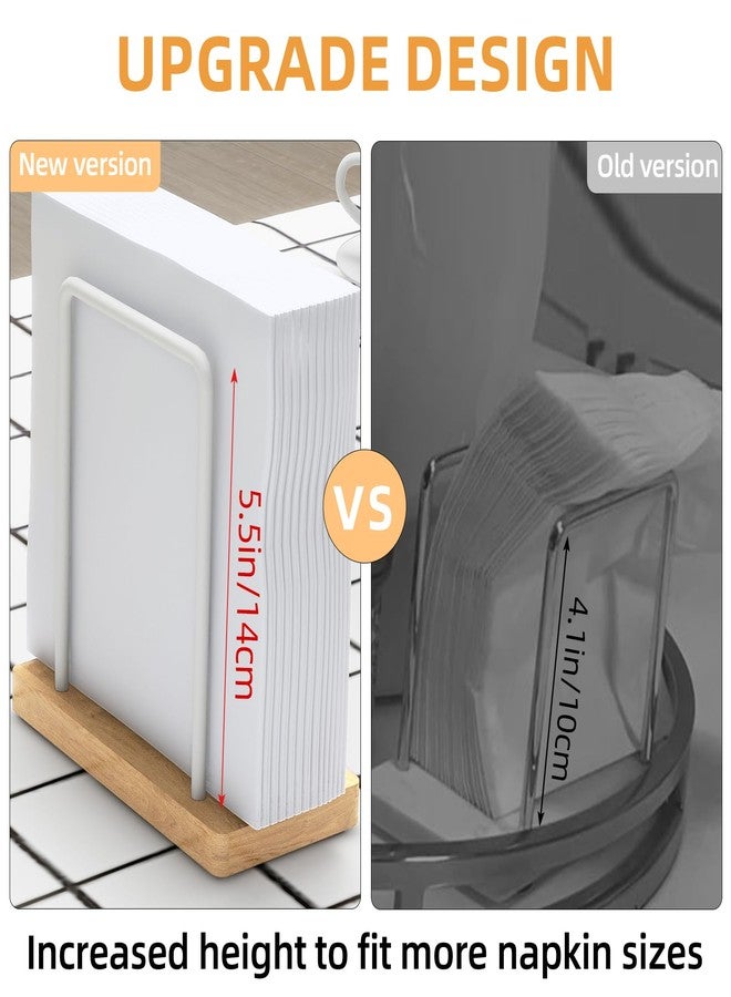 STWWO Napkin Holder for Table, Wood Metal Napkin Holder for Kitchen Dining, Standing Paper Napkin Storage for Table Countertop, White - Image 4