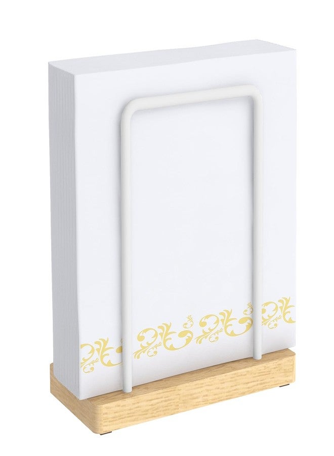 STWWO Napkin Holder for Table, Wood Metal Napkin Holder for Kitchen Dining, Standing Paper Napkin Storage for Table Countertop, White - Image 1