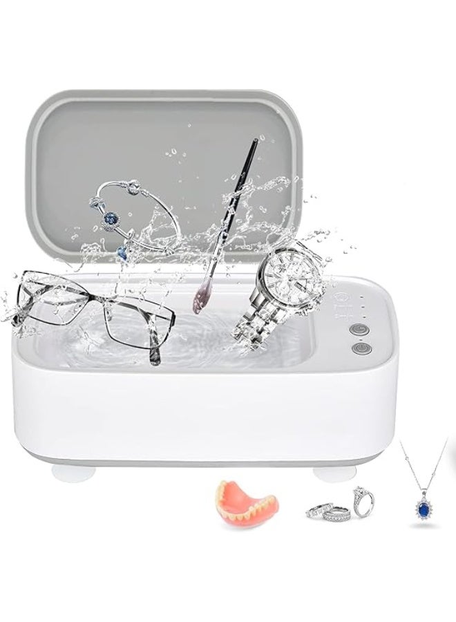 Relex Ultrasonic Cleaner, Portable Professional Ultrasonic Cleaner, 45000 Hz Ultrasonic Jewelry Cleaner with 3 Cleaning Modes Glasses Cleaning Device for Glasses Watches and Dentures, White - Image 1
