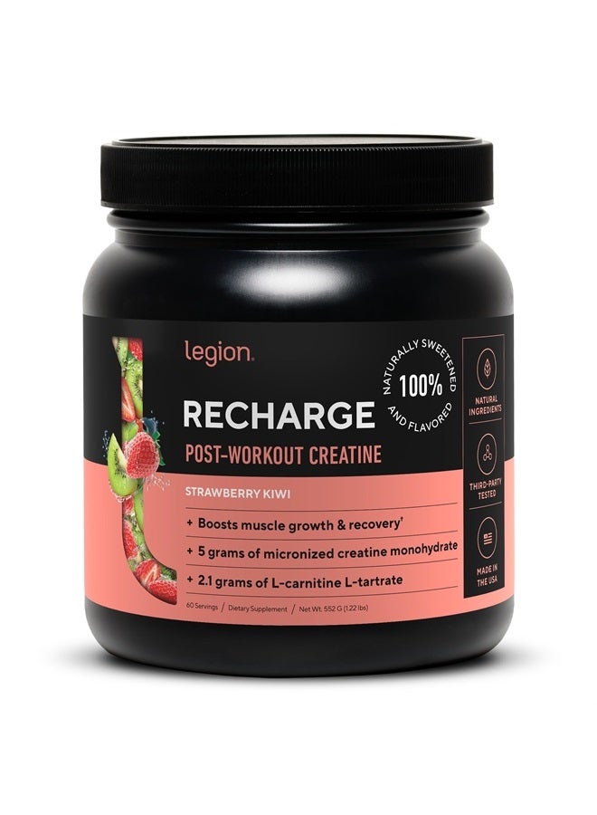 Legion Recharge Post Workout Supplement - All Natural Muscle Builder & Recovery Drink with Micronized Creatine Monohydrate Naturally Sweetened & Flavored, (Strawberry Kiwi, 60 Serving)  - Image 1
