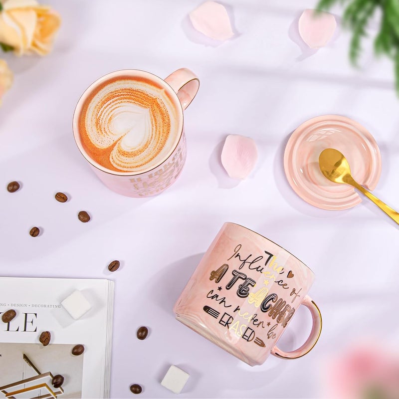 Biching Teacher Appreciation Gifts for Women, Christmas, Birthday, Retirement, Back to School, Graduation, End of Year Gifts - The Influence of A Teacher Can Never Be Erased, 14oz Golden Pattern Marble Mug - Image 5