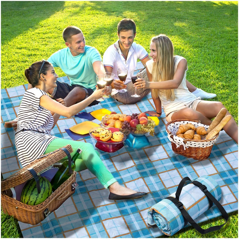 Bobo GrillKing Extra Large Picnic Blankets Lightweight 80x80 Oversized Waterproof Sandproof Outdoor Beach Blanket Camping Grass Mat Vaction Essential Park Accessories Grass Garden Must Have Ground Backyard Supplies - Image 1