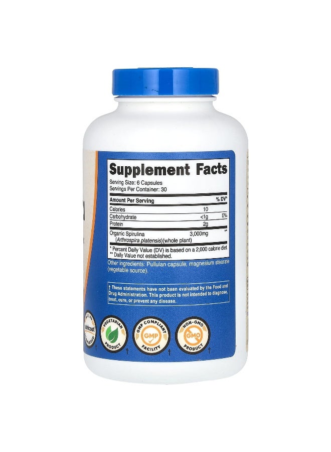Nutricost نوتريكوست، سبيرولينا، 3,000 ملغ، 180 كبسولة (500 ملغ لكل كبسولة) - Image 2