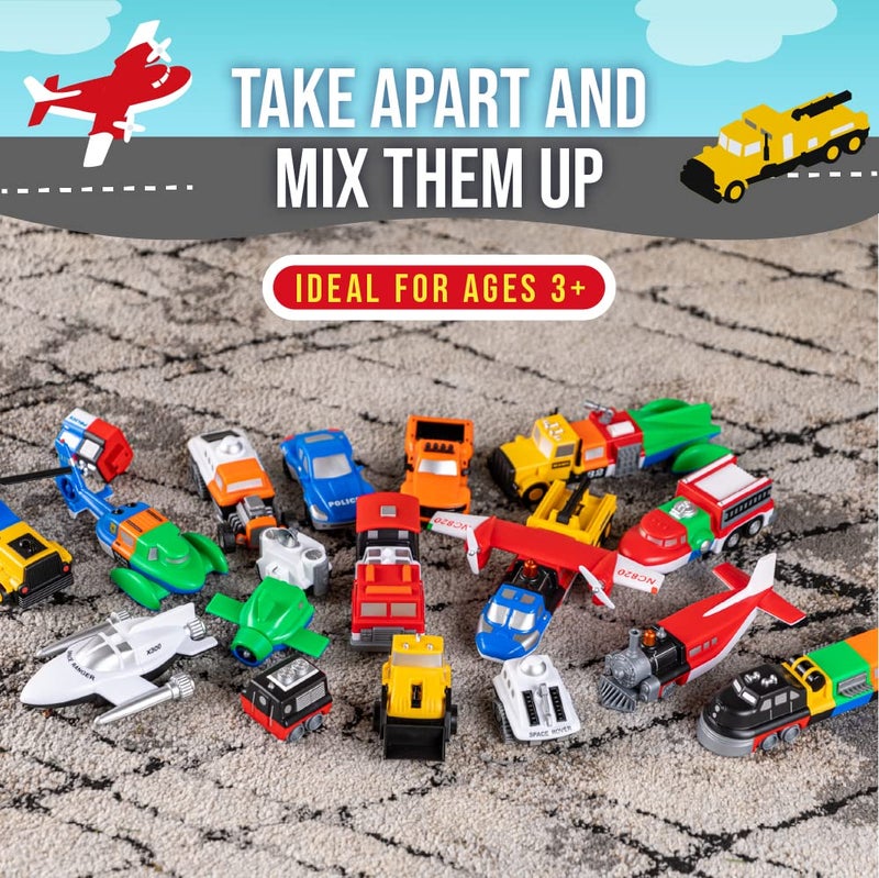 Popular Playthings Magnetic Vehicles for Toddlers 1-3, Mix or Match Car Toys, 21 Piece Gift for Kids - Vehicles Green - Image 3