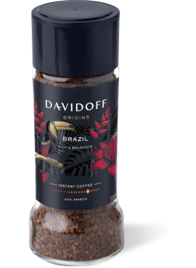دافيدوف مسحوق قهوة دافيدوف أوريجينز بنكهة برازيلية سريعة التحضير 100 غرام - Image 1