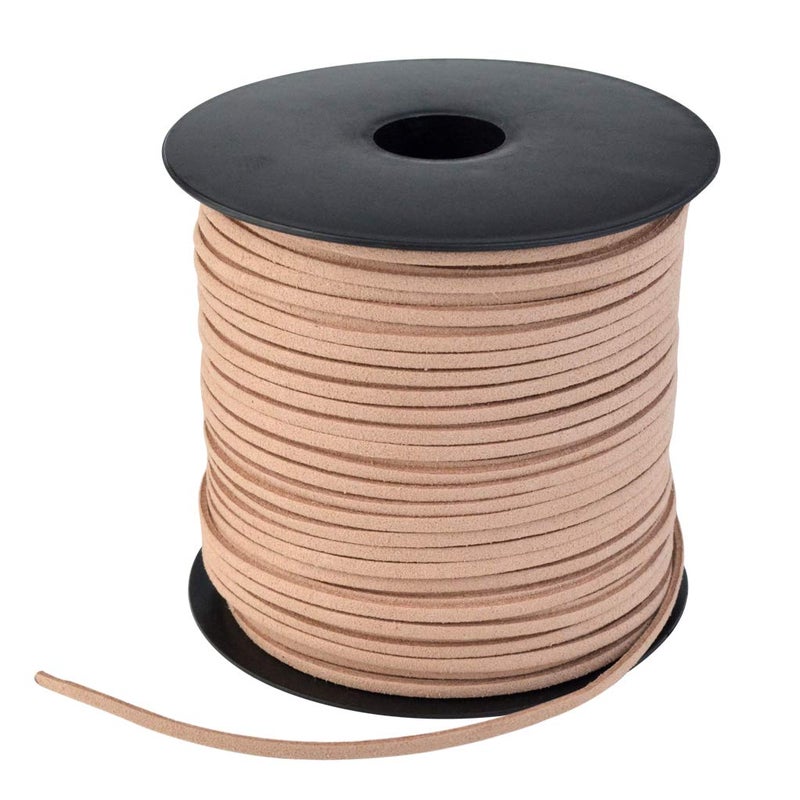 Wobe 100 Yards Suede Cord Leather Cord 26mm x 15mm Suede Lace Faux Leather Cord with Roll Spool for Bracelet Necklace Beading DIY Handmade Crafts Thread Brown
