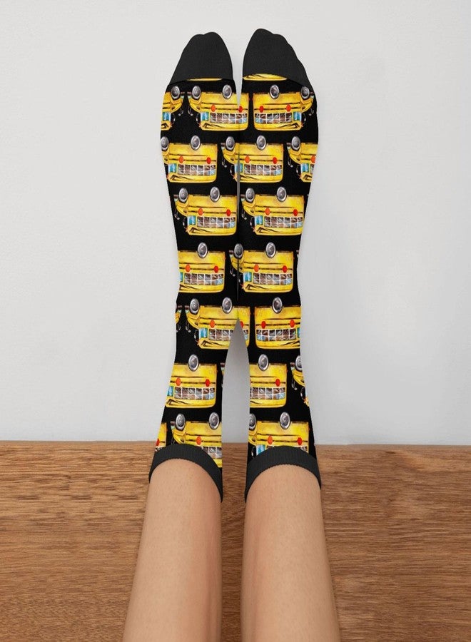 MOLIAN جوارب موليان للجنسين بتصميم مرح وجريء، جوارب صفراء على شكل حافلة مدرسية - Image 3