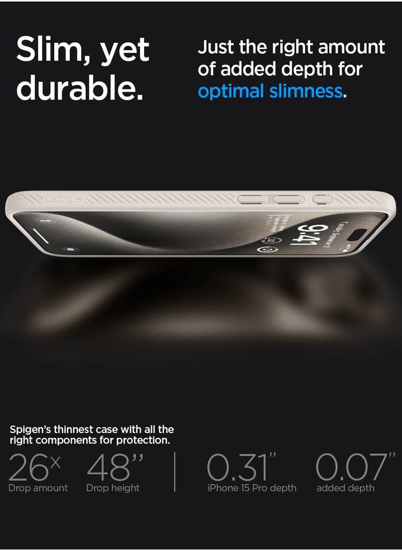 Spigen - Liquid Air for iPhone 15 Pro Case Cover - Natural Titanium - Image 1