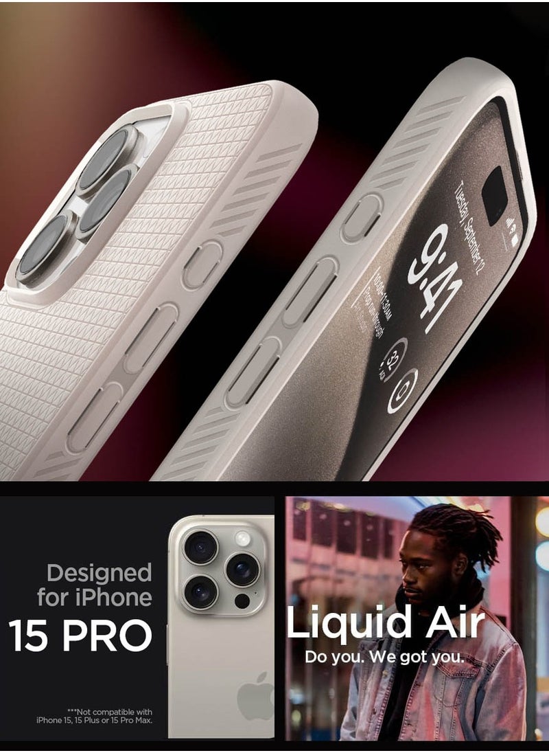 Spigen - Liquid Air for iPhone 15 Pro Case Cover - Natural Titanium - Image 1