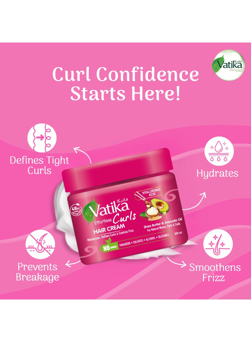 Vatika Naturals Curls Hair Cream 300ml | With Shea Butter, Avocado Oil & Hyaluronic Acid | 48-hour Curl Retention | Moisturizes, Defines Curls & Controls Frizz for Natural Waves, Curls & Coils | No Added Paraben, Sulfate, Silicone, Alcohol  - Image 2