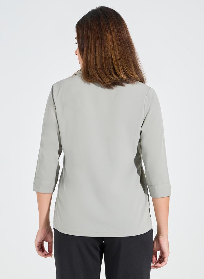 Styli Notch Lapel Regular Fit Shirt with Buttons - Image 5