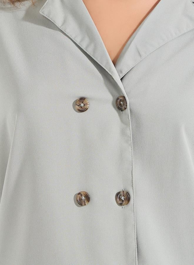 Styli Notch Lapel Regular Fit Shirt with Buttons - Image 4