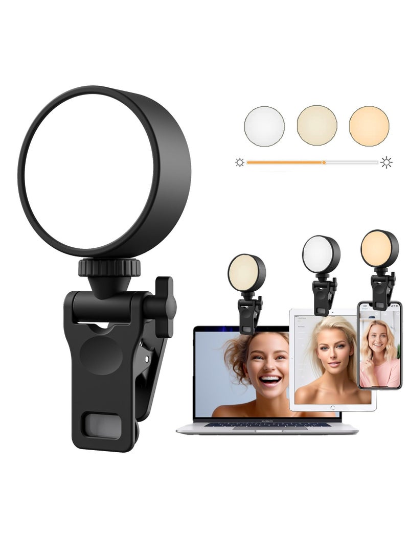 Excefore Selfie Light, 54 LED Rechargeable Ring Light Fill Video Light with Clip, Adjusted 3 Light Modes for Phone, iPhone, Android, iPad, Laptop, for Makeup, TikTok, Selfie, Vlog, Video Conference  - Image 1