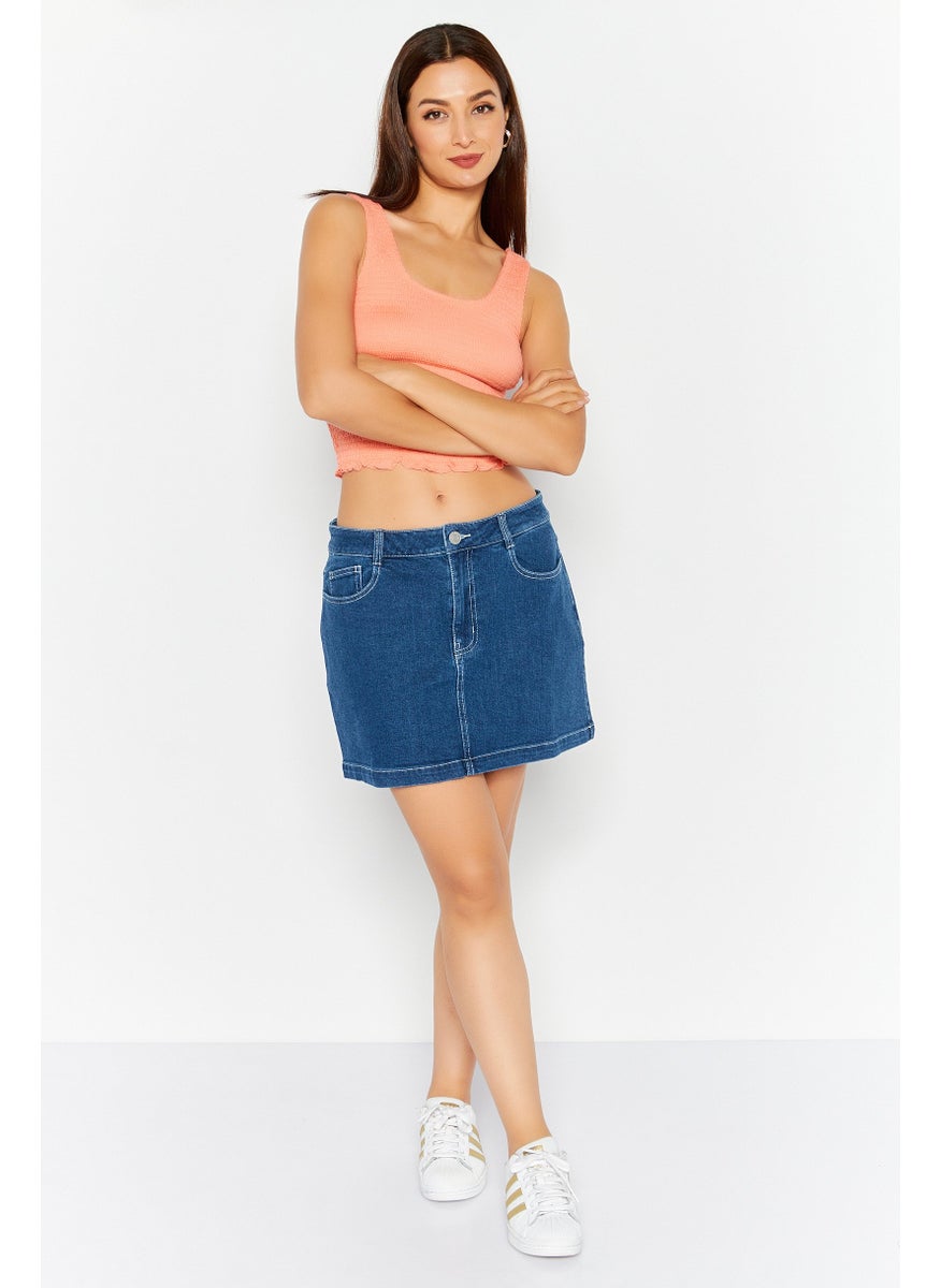 Esprit x Rest and Recreation Women Plain Denim Skirt, Blue  - Image 2