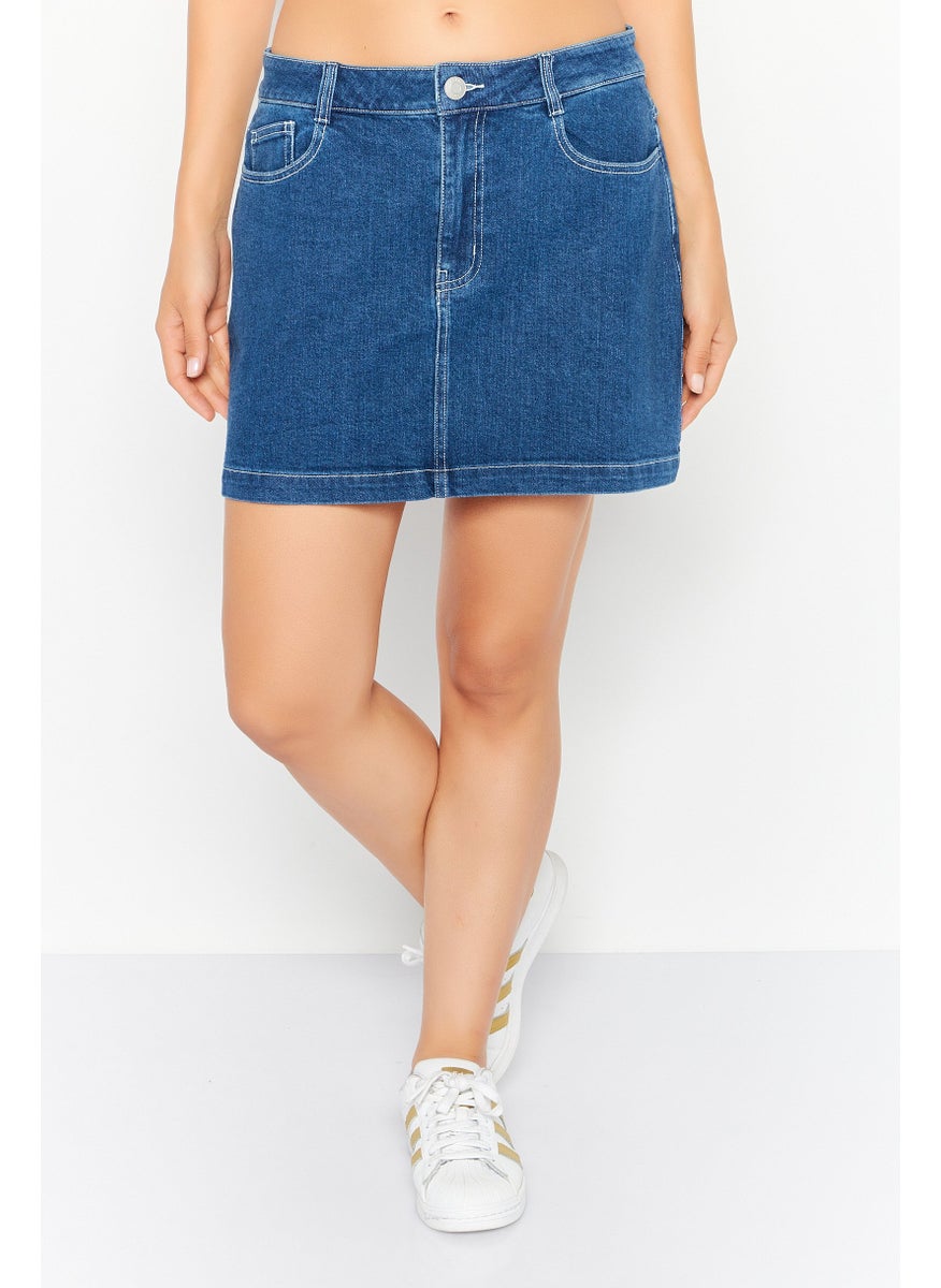 Esprit x Rest and Recreation Women Plain Denim Skirt, Blue  - Image 1
