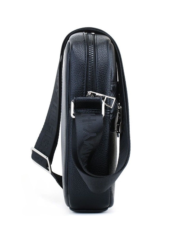 Tommy Hilfiger Plus Black Leather Tommy Hilfiger Crossbody Messenger Men Bag  - Image 3