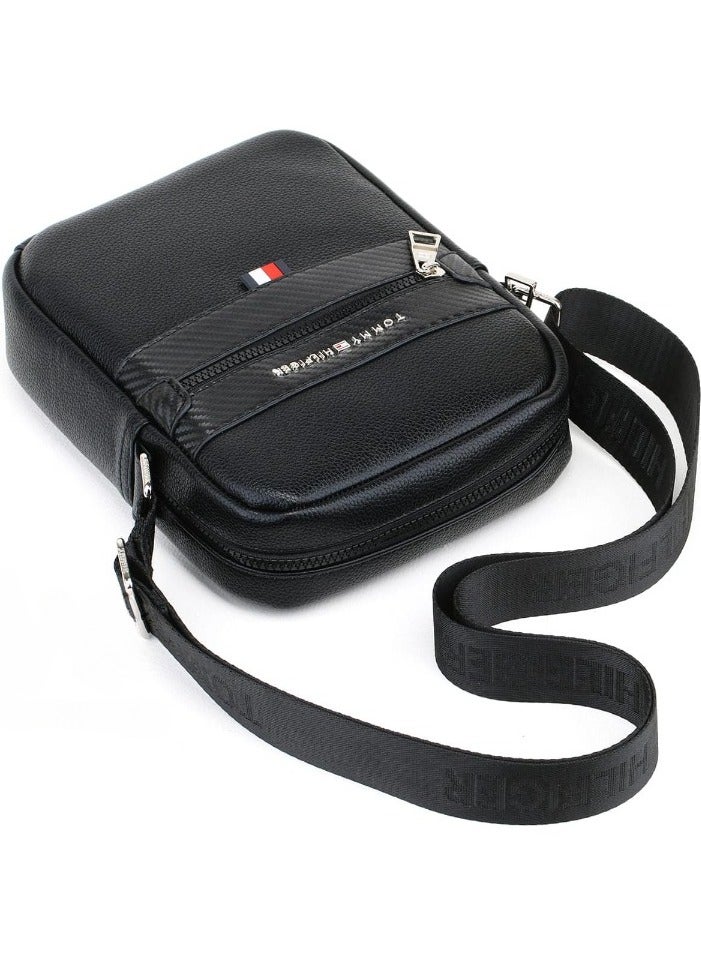 Tommy Hilfiger Plus Black Leather Tommy Hilfiger Crossbody Messenger Men Bag  - Image 5