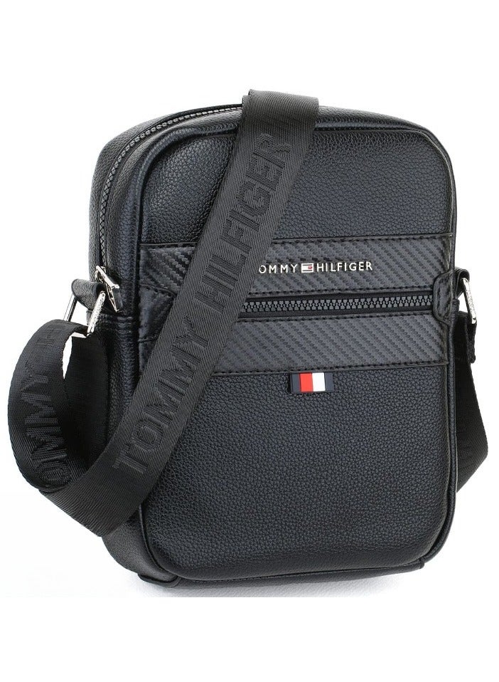 Tommy Hilfiger Plus Black Leather Tommy Hilfiger Crossbody Messenger Men Bag  - Image 2