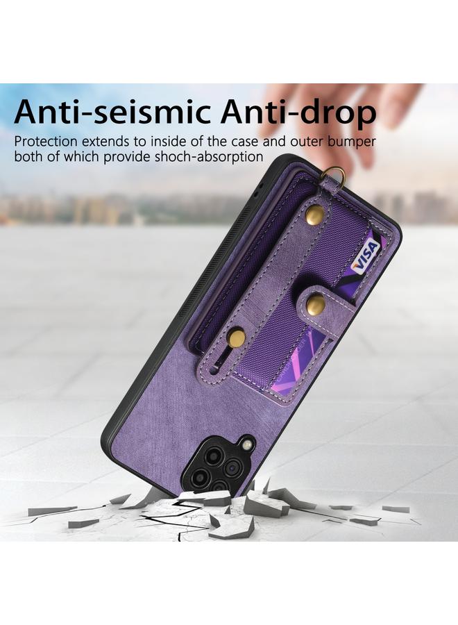 اس-توب جراب لهاتف Samsung Galaxy A42 5G مع سوار معصم بتصميم متقاطع كلاسيكي ومحفظة جلدية وغطاء خلفي للهاتف - Image 2