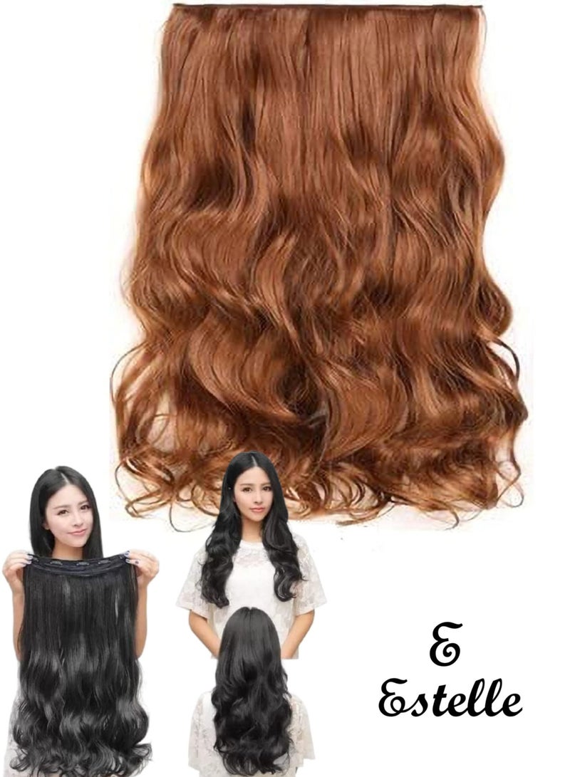 إستيل وصلة شعر لكامل الرأس قطعة واحدة طويلة ومستقيمة ومموجة مع 5 مشابك مناسبة للنساء والفتيات، اللون رقم 27 مستقيم - Image 1