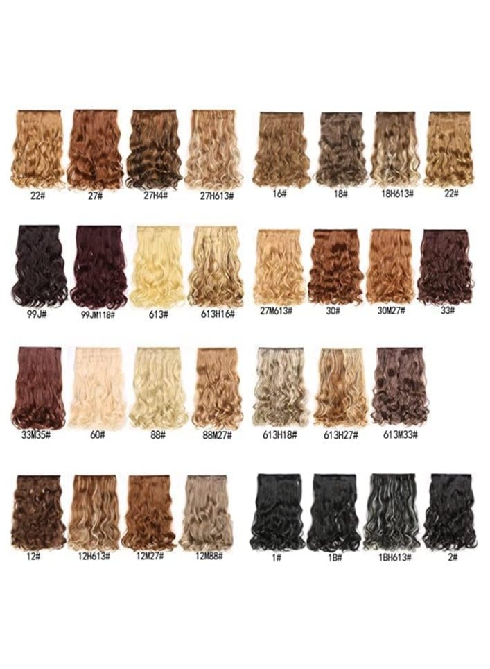 إستيل وصلة شعر لكامل الرأس قطعة واحدة طويلة ومستقيمة ومموجة مع 5 مشابك مناسبة للنساء والفتيات، اللون رقم 27 مستقيم - Image 5